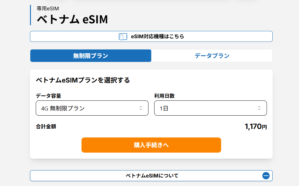 エアトリeSIMベトナムプラン
